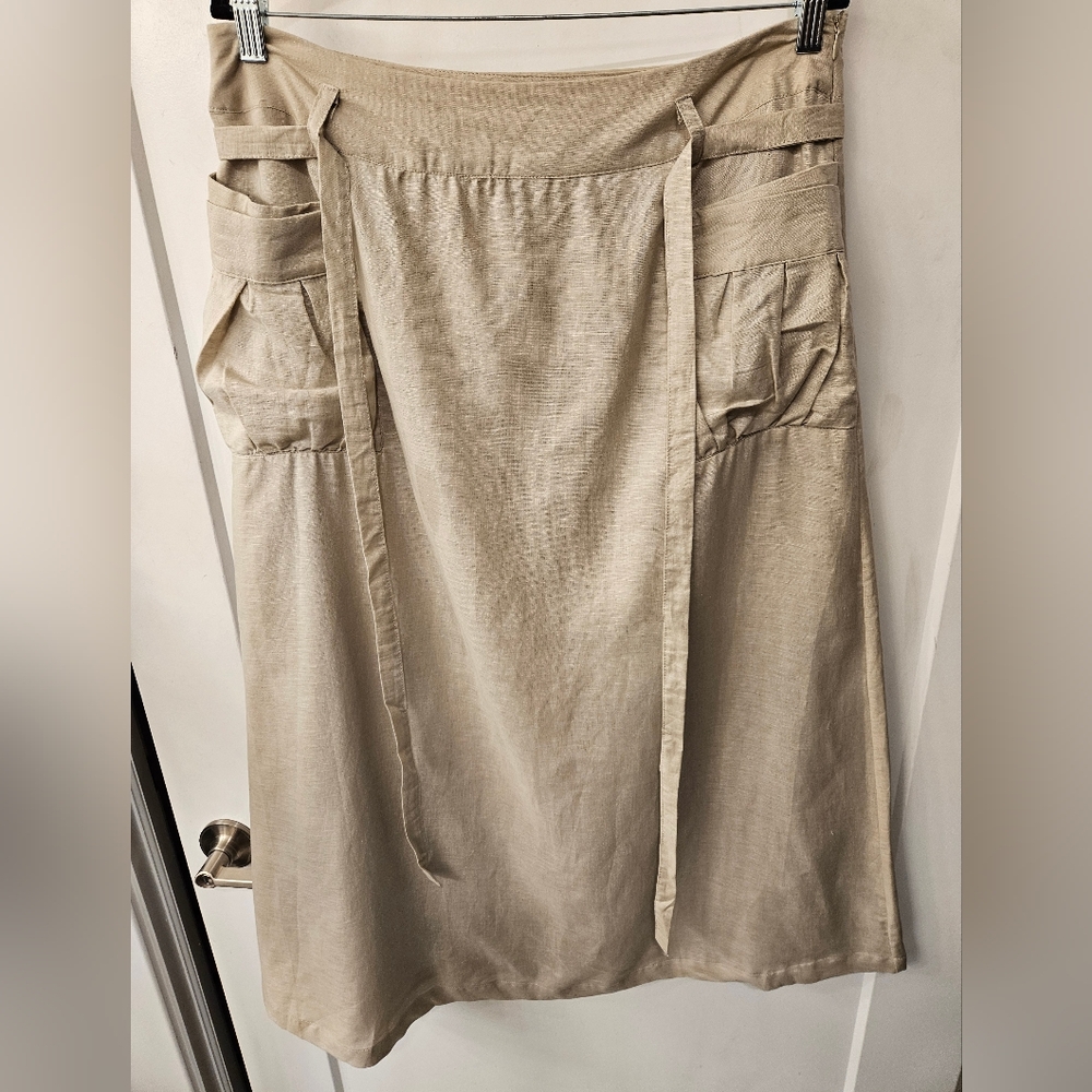 Vintage - Linen Blend NWOT Carole Little Oatmeal Midi Skirt - Size 10